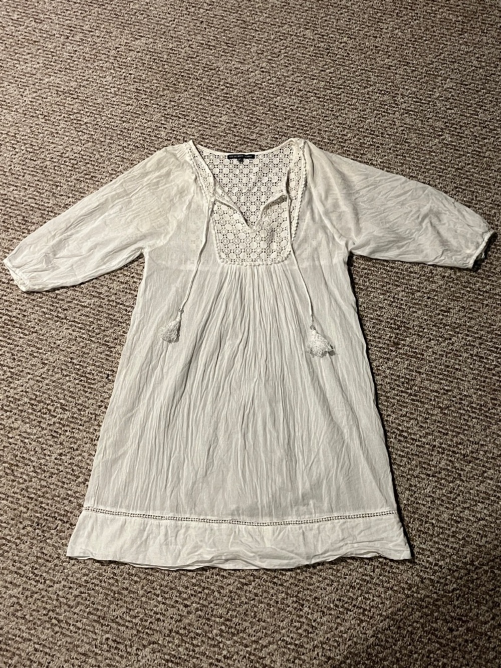 Ilse Jacobsen Cream White Crochet Circle-Pattern Top Tunic Blouse